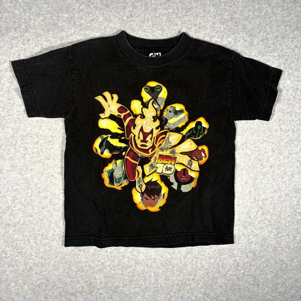Vintage Cartoon Network T Shirt Boys Large Black Ben 10 Alien Force Graphic